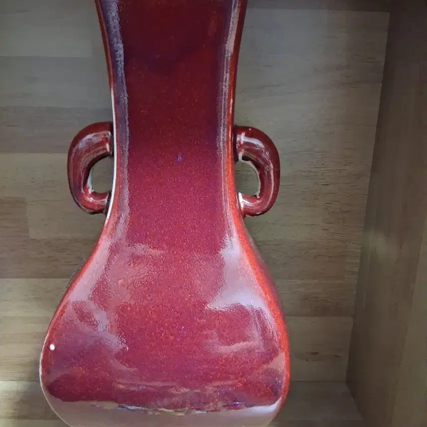 [BUNJANG] Red Ceramic Vase with Handles / 도자기