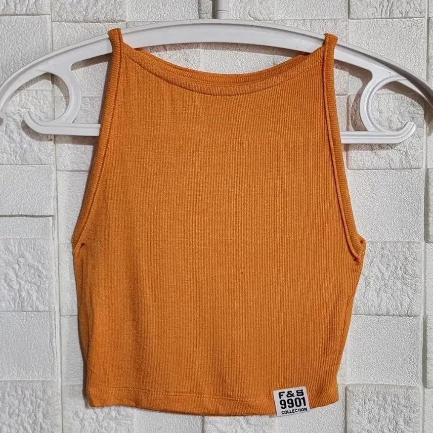 [BUNJANG] Orange Ribbed Cropped Top / 오렌지색 크롭탑