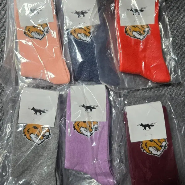 [BUNJANG] Maison Kitsuné Fox Head Socks (6-Color Set) / 메종키츠네 폭스헤드 양말 6종