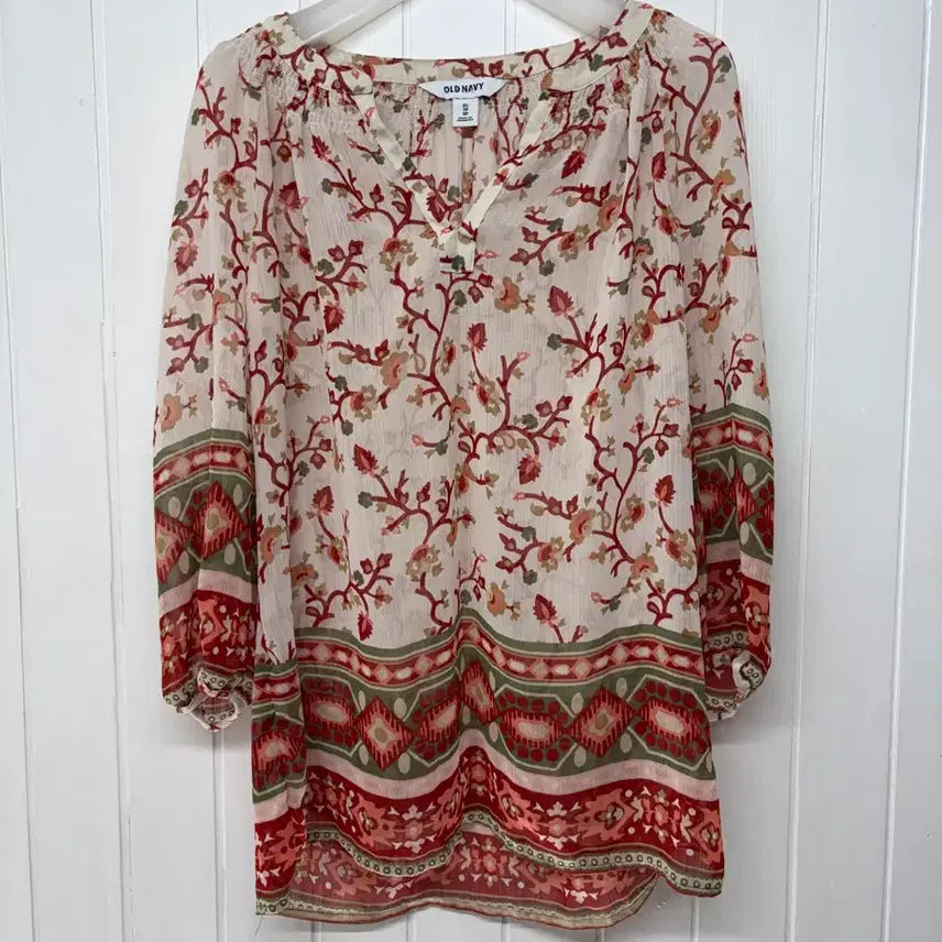 [BUNJANG] Old Navy Floral Pattern See-Through Blouse Women's XS / 올드네이비 플라워패턴 시스루 블라우스 여성44 ㅡ0708
