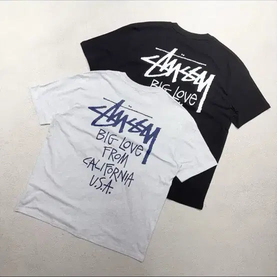 [BUNJANG] Stussy Big Love Short Sleeve T-Shirt Black/White / 스투시 반팔티 블랙/화이트