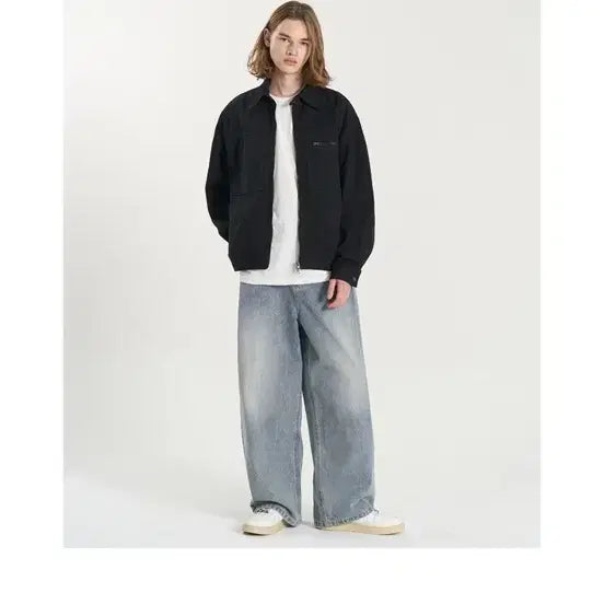 [BUNJANG] TOPI Pocket Pintuck Wide Denim Pants (Light Blue) / 토피 포켓 핀턱 와이드 데님 팬츠 (라이트 블루)