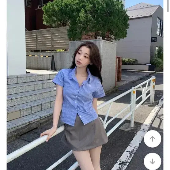 [BUNJANG] Young & Rich Striped Short-Sleeve Shirt / 교신가능 에이블리 영앤리치 스프라이프 반팔 셔츠