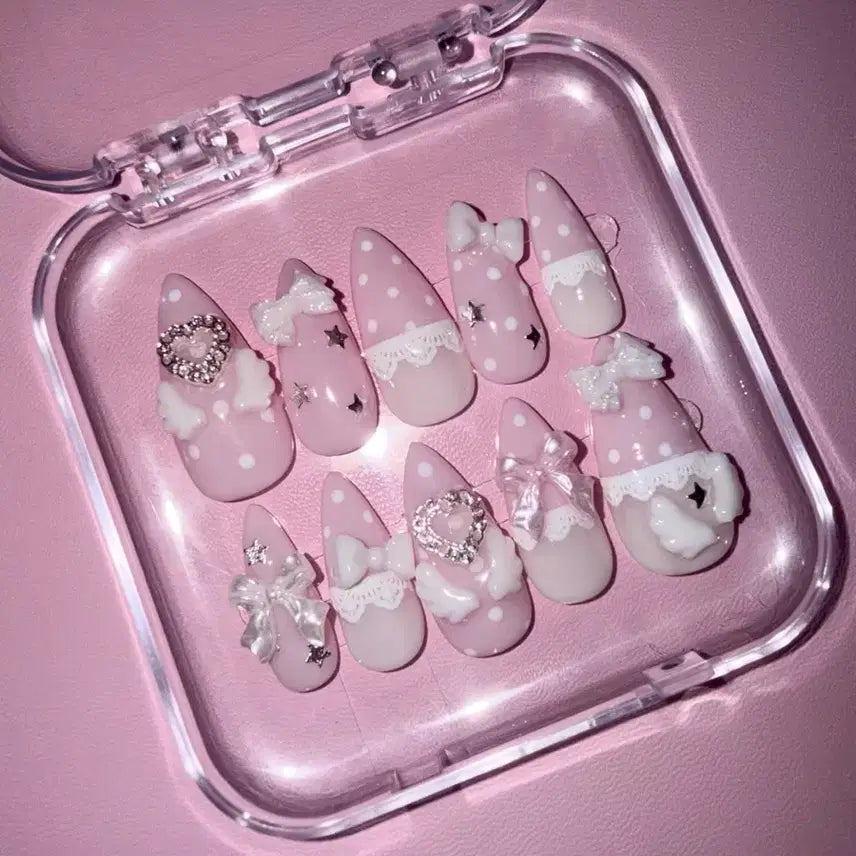 [BUNJANG] Pink Angel Wishcore Nail Tips - Custom Handmade / 핑크 엔젤 위시코어 네일팁 판매 주문제작 천사 날개 수제네일