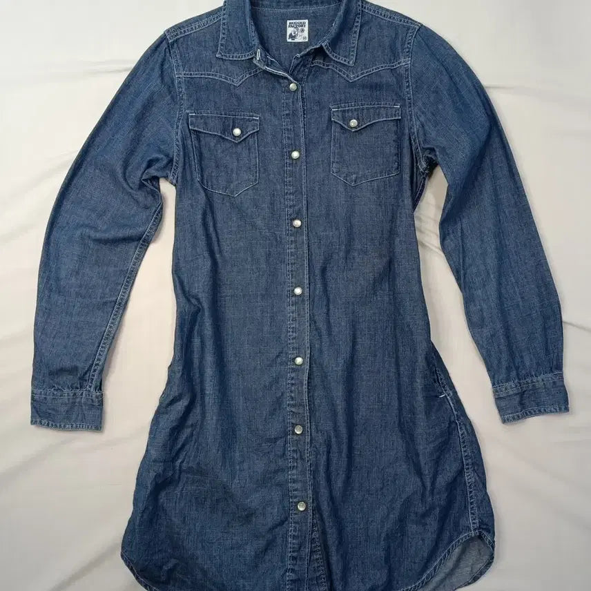 [BUNJANG] Rugged Factory Denim One-Piece Shirt Dress - Size M / 러기드 팩토리 데님 원피스 남방 M