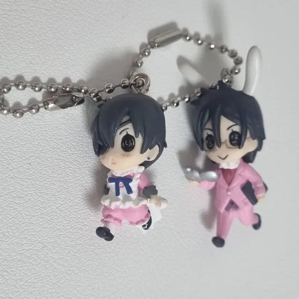 [BUNJANG] Black Butler Ciel Sebastian Phantomhive Swing Gacha Figure Keychain Set / 고전) 흑집사 시엘 세바스찬 팬텀하이브 스윙가챠 피규어 키링