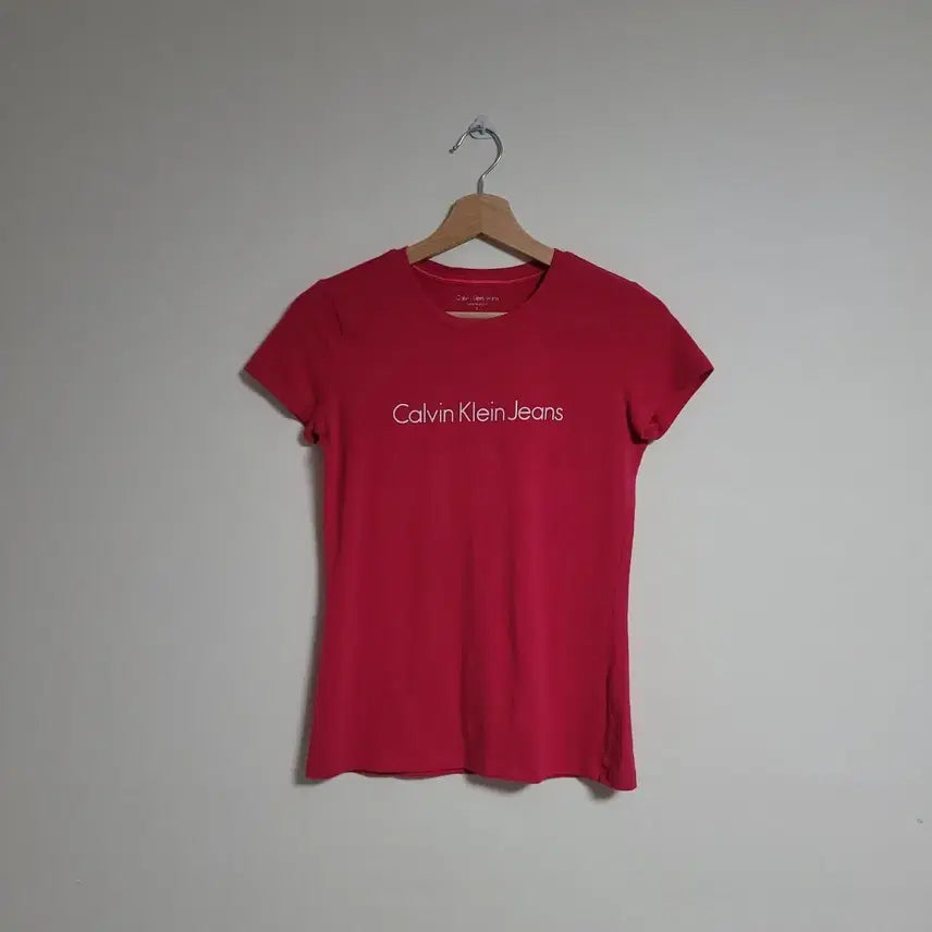 [BUNJANG] Calvin Klein Jeans Women's Logo Short Sleeve T-Shirt Pink (Size S) / (S) CK 캘빈클라인 진스 여성 로고 반팔티 핑크