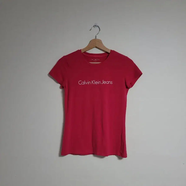[BUNJANG] Calvin Klein Jeans Women's Logo Short Sleeve T-Shirt Pink (Size S) / (S) CK 캘빈클라인 진스 여성 로고 반팔티 핑크