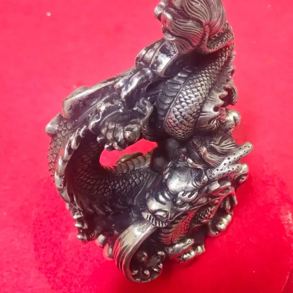 [BUNJANG] Qianlong Period "Qianlong Nian Zhi" Mark Large White Bronze Double Dragon Sculpture (3.1kg) / [명품 골동] 건륭년제 백동 쌍룡 조각상 (3.1kg 풍수 재물운 대형
