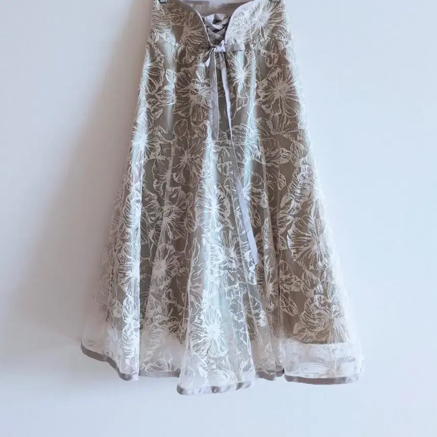 [BUNJANG] Lace Chiffon Long Skirt / 레이스  쉬폰 롱 스커트