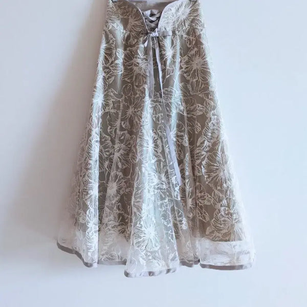 [BUNJANG] Lace Chiffon Long Skirt / 레이스  쉬폰 롱 스커트