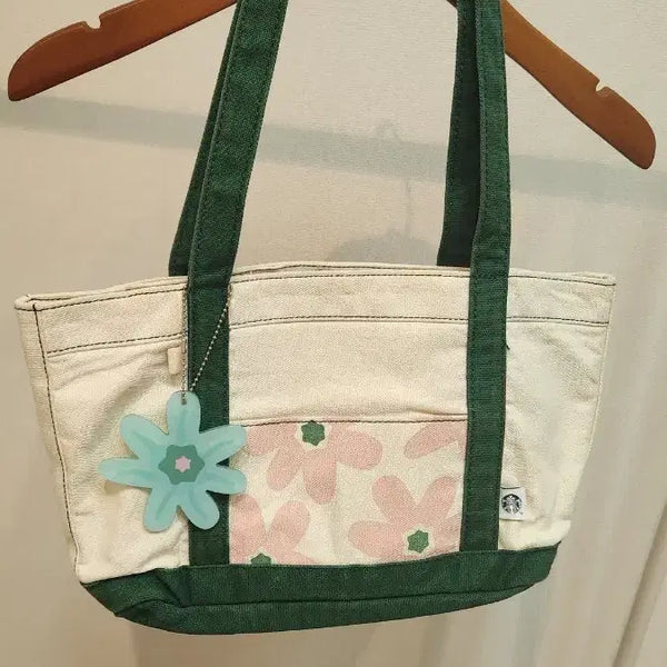 [BUNJANG] Starbucks Flower Pattern Eco Bag - Green / 스타벅스 플라워 패턴 에코백 그린