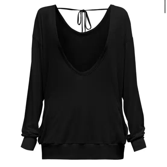 [BUNJANG] CHEMISTRY LOOSE DEEP-NECK LONG SLEEVE (BLACK) / 체메씨 LOOSE DEEP-NECK LONG SLEEVE (BLACK)