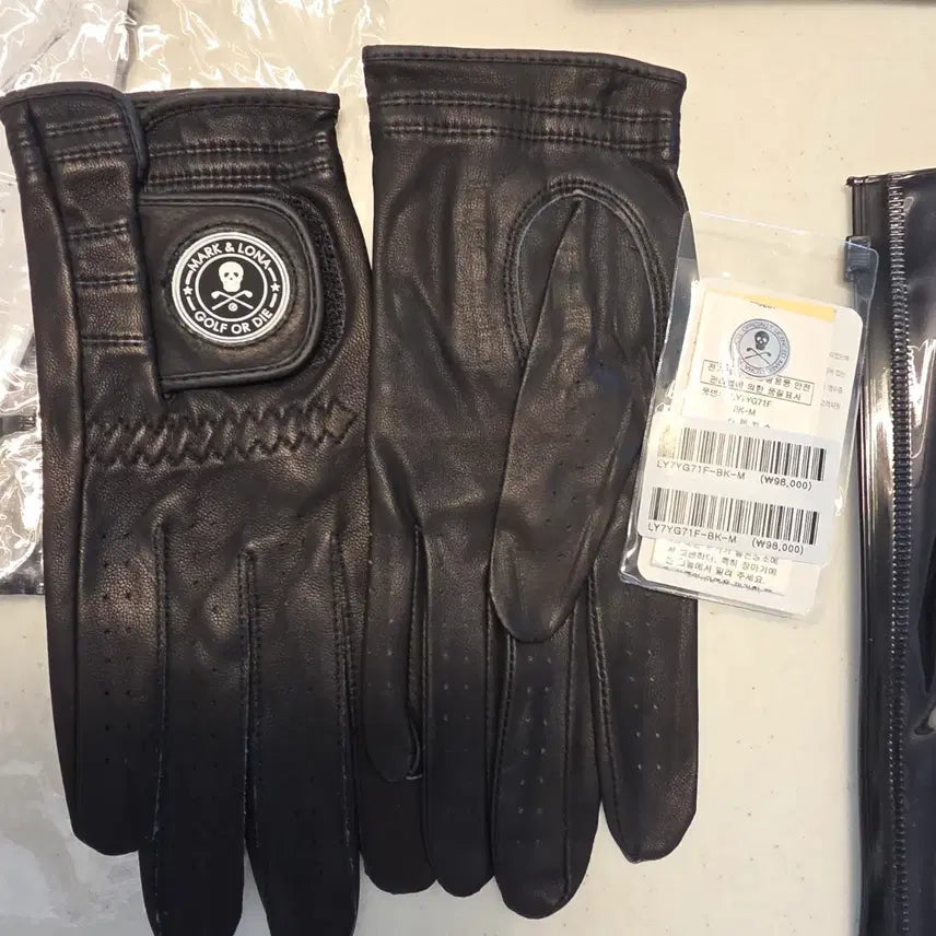[BUNJANG] Mark & Lona Leather Golf Gloves (White/Black) / 새상품마크앤로나골프장갑화이트.블랙.화이트