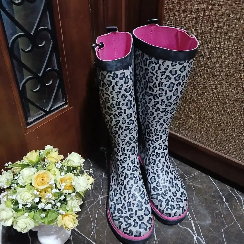 [BUNJANG] COOELLI Leopard Rain Boots - US 7 (235-240mm) / COOELLI 레오파드 레인부츠 US7 235~240