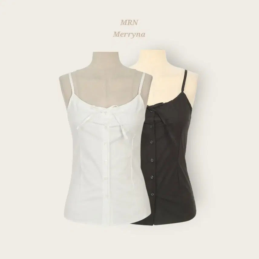 [BUNJANG] Ribbon Sleeveless Blouse 2 Colors / [빠른배송] 리본 나시 블라우스 2color