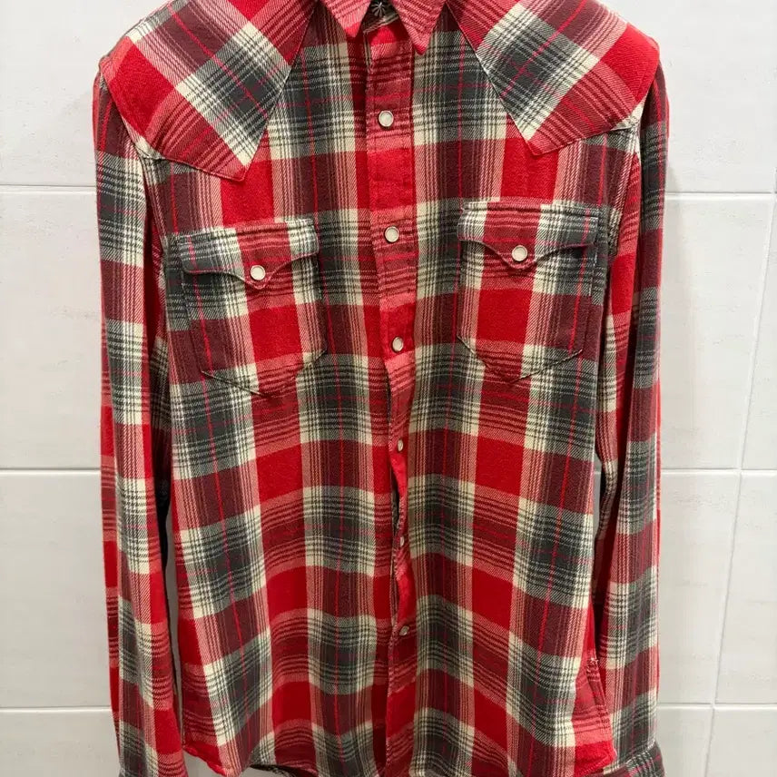 [BUNJANG] RRL Red Check Western Shirt / RRL 더블알엘 레드 체크 웨스턴 셔츠