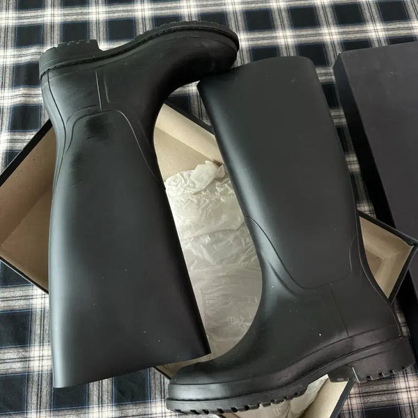 [BUNJANG] Yoox Black Long Boots Women's Rain Boots Size 38 / Yoox 육스 올블랙 롱부츠 여성 장화 38