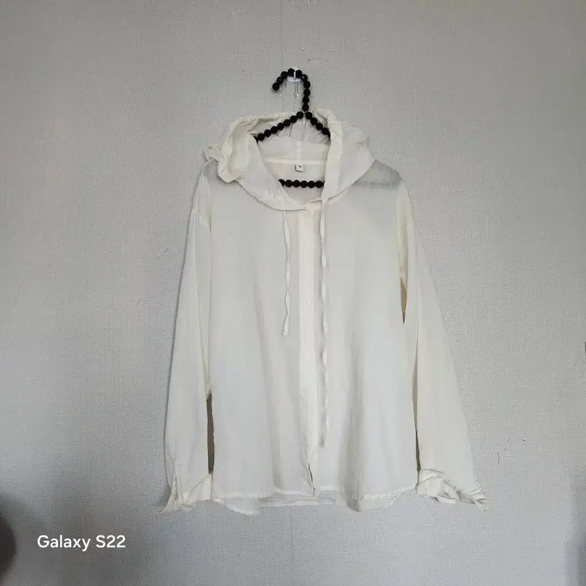 [BUNJANG] White Hoodie Shirt / 화이트 후드 셔츠