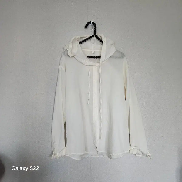 [BUNJANG] White Hoodie Shirt / 화이트 후드 셔츠