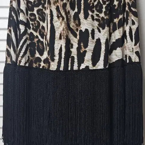 [BUNJANG] Azi Leopard Fringe Latin Dance Skirt / 아지 라틴  레오파드 댄스치마 55반까지