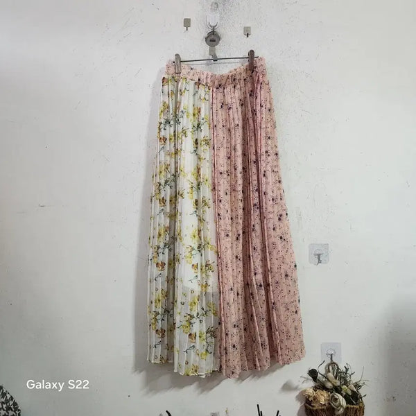 [BUNJANG] Floral Print Long Pleated Skirt / 꽃무늬 롱 주름 스커트