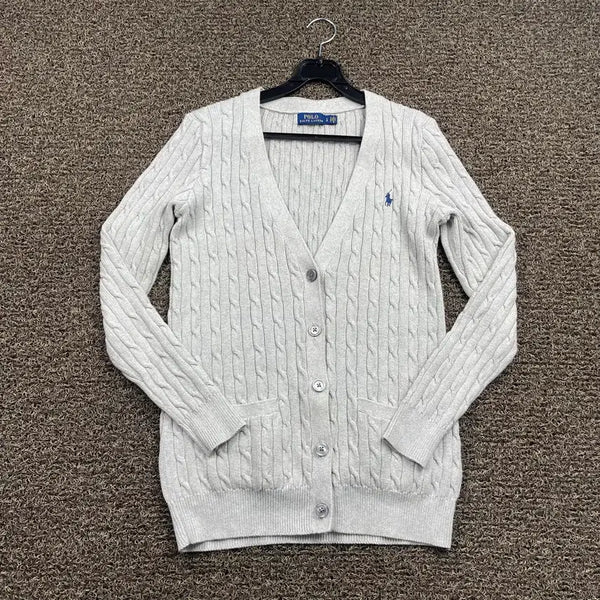 [BUNJANG] Polo Ralph Lauren New Model Grey Cable Knit Cardigan / 폴로 랄프로렌 신형 그레이 꽈배기 니트 가디건