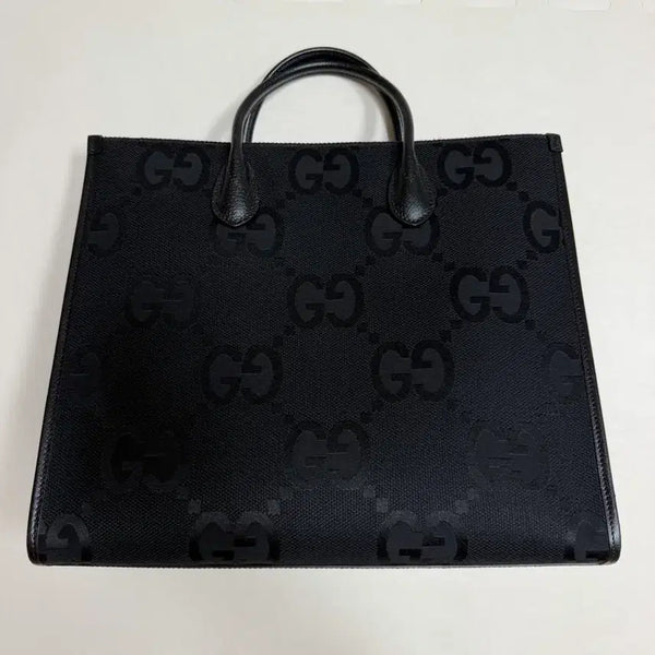 [BUNJANG] Gucci GG Logo Canvas Tote Bag Black / 구찌 GG 로고 캔버스 토트백 블랙