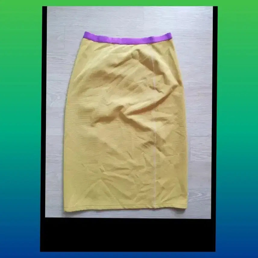 [BUNJANG] Yellow Long Skirt with Lavender Waistband / 노란색 롱 스커트 연보라 허리 밴딩 44