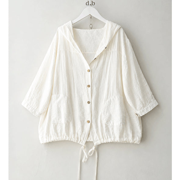 [BUNJANG] studio.AG Linen Blend Hooded Jumper with Drawstring / studio.AG/후드 린넨 블렌드 스트링 점퍼