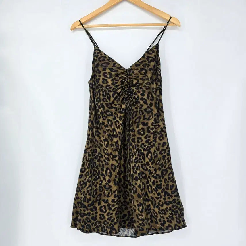 [BUNJANG] ZARA Leopard Print Shirring Slip Dress / ZARA 레오파드 프린트 셔링 슬립 원피스 [G31134]