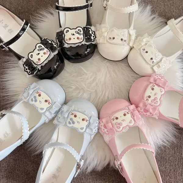 [BUNJANG] Sweet Lolita Cat Shoe Mary Jane Platform Heels (4 Colors) / 스위트 로리타 캣슈 메리제인 구루고양이 캐릭터 메리제인 구두(4컬러)