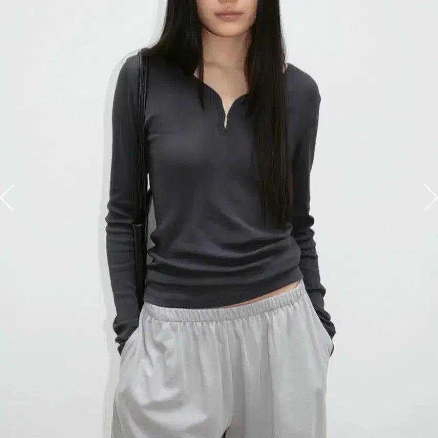[BUNJANG] Monoha Textured Rib Long Sleeve T-Shirt / 모노하 롱 슬리브 티셔츠 Textured Rib Long Sleeve