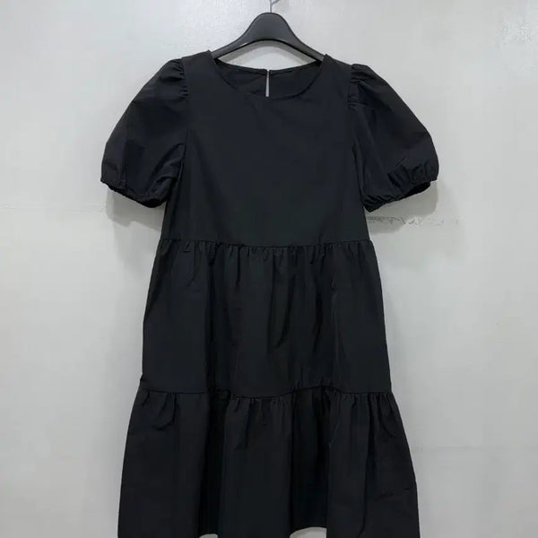 [BUNJANG] NAME Black Puff Sleeve Frill Dress / NAME 블랙 퍼프 소매 프릴 원피스