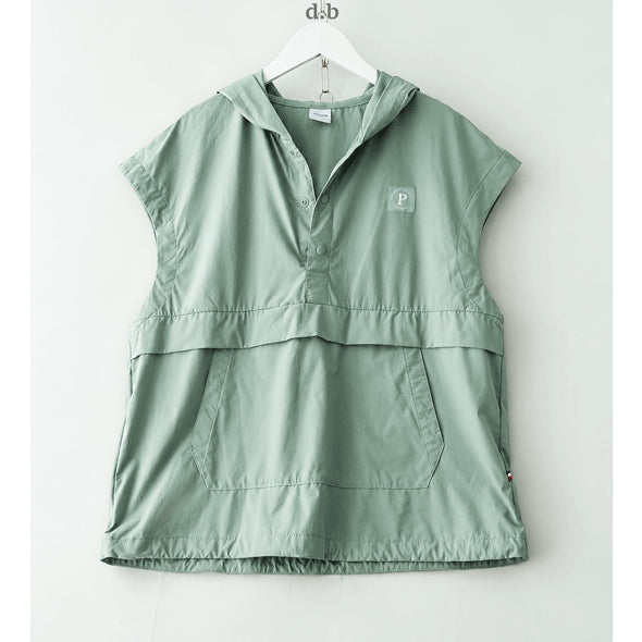 [BUNJANG] Sporty Anorak Hood Vest - Nylon / 55-날66/ 민트 아노락 후드
