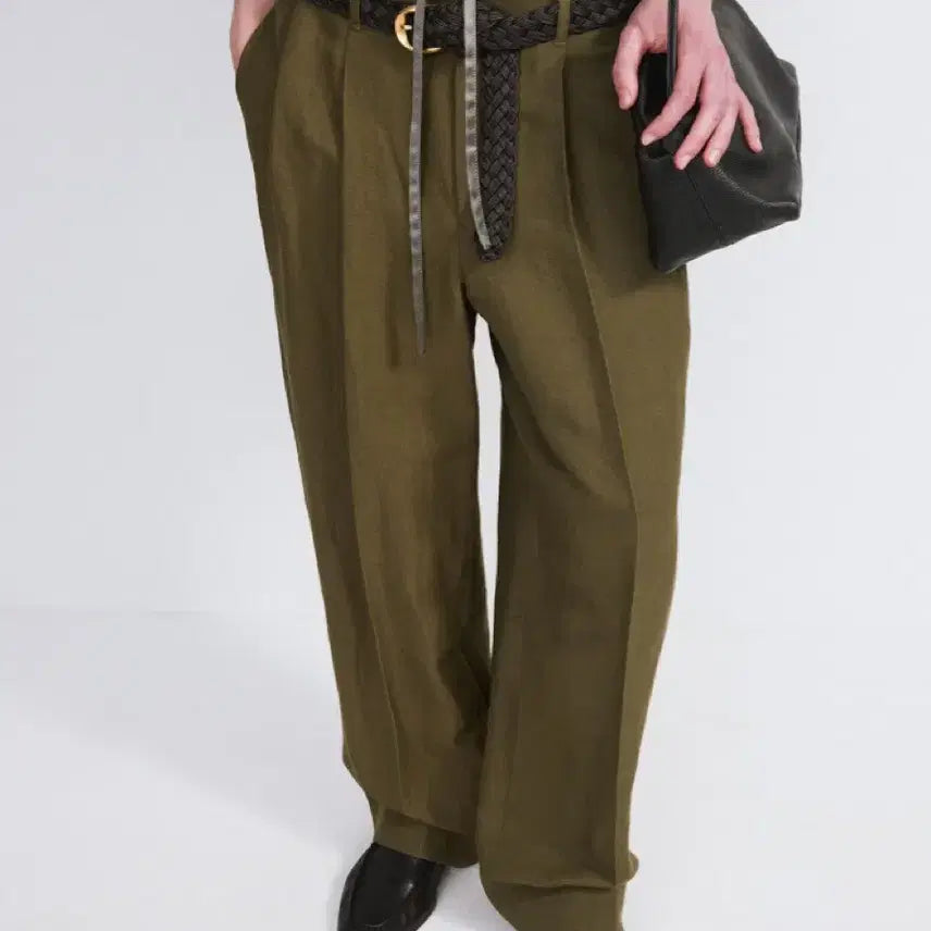[BUNJANG] RECTO 26SS Linen Blend Khaki Pants M Size / 렉토 26SS 린넨 블렌드 카키 팬츠 M사이즈