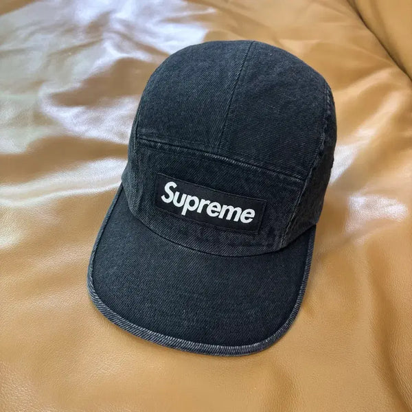 [BUNJANG] Supreme Box Logo Denim Camp Cap Black / 슈프림 캠프캡 모자 박스로고 데님 블랙