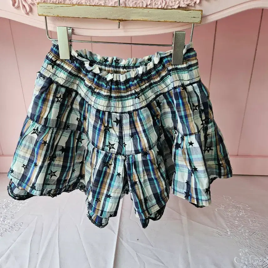 [BUNJANG] Pink Latte Check Star Pattern Frill Skirt 150-160 / 150-160 핑크라떼 체크 별무늬 프릴 치마