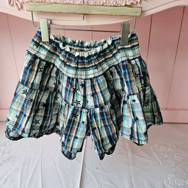 [BUNJANG] Pink Latte Check Star Pattern Frill Skirt 150-160 / 150-160 핑크라떼 체크 별무늬 프릴 치마