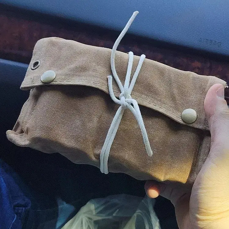 [BUNJANG] Vintage Canvas Spice Jar Bag Pouch (Holds 9 Jars) / 캠핑용 빈티지 캔버스 양념통 가방 / 파우치 9통