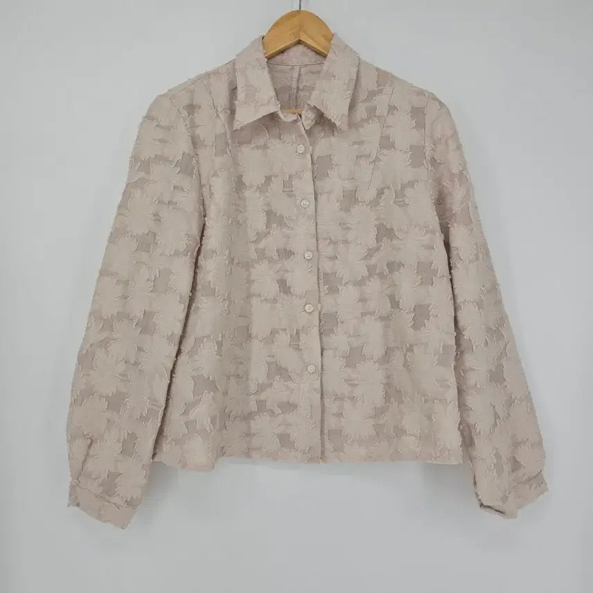 [BUNJANG] Flower Jacquard See-Through Blouse / 플라워 자카드 시스루 블라우스