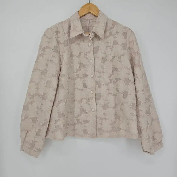 [BUNJANG] Flower Jacquard See-Through Blouse / 플라워 자카드 시스루 블라우스