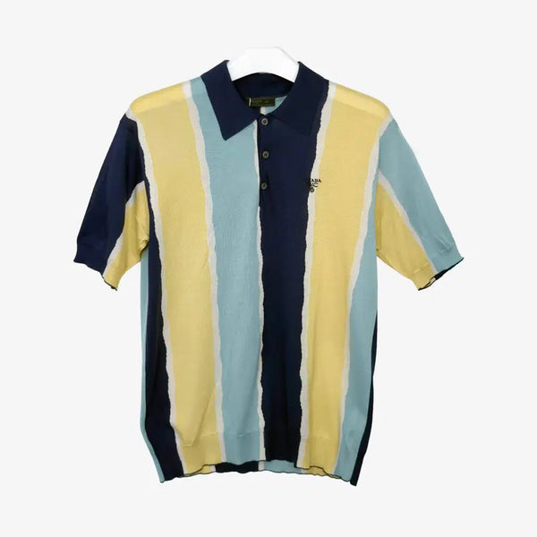 [BUNJANG] Prada UMB335 Striped Silk Pique Knit - Size 46 / 프라다 UMB335 스트라이프 피케 니트 46사이즈 실크 LI08VGUL