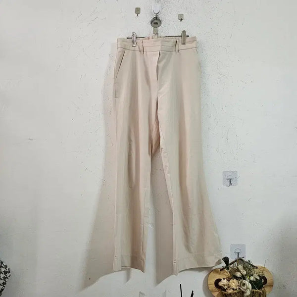 [BUNJANG] Basic Beige Wide Leg Slacks / 기본 베이지색 와이드 슬랙스