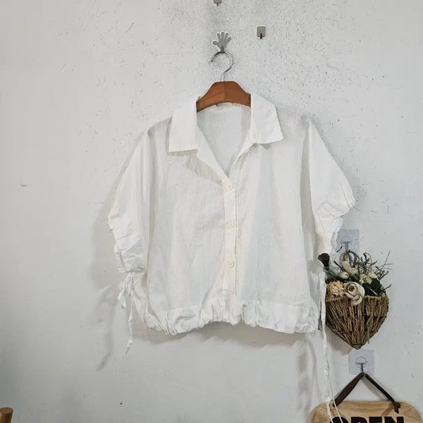 [BUNJANG] White Short Sleeve Shirt Jacket / 화이트 반팔 셔츠자켓