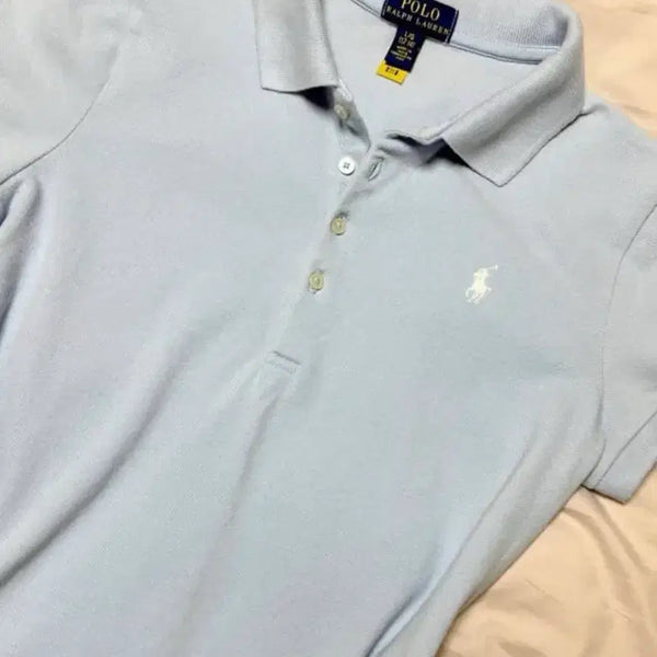 [BUNJANG] Polo Ralph Lauren Sky Blue & White Pony Logo Short Sleeve Polo Shirt Girls L / 폴로 스카이블루 + 화이트 포니 카라티 반팔