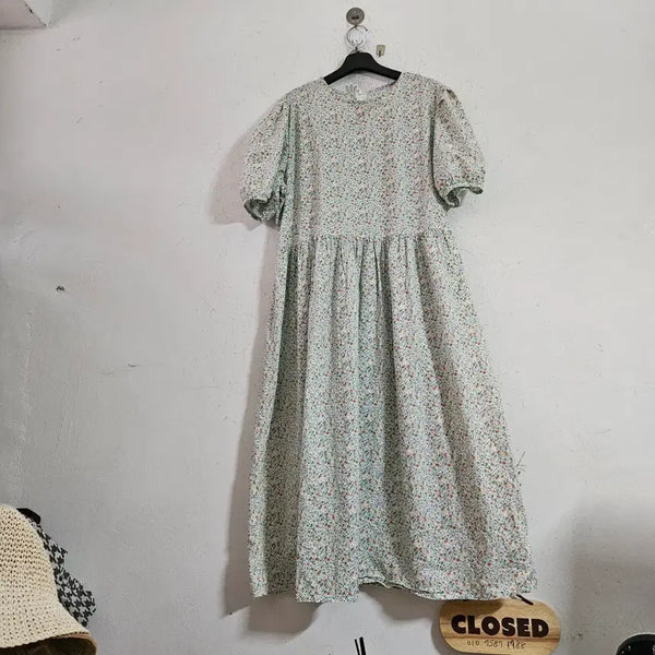 [BUNJANG] Floral Puff Sleeve Dress / 꽃무늬 퍼프 소매 원피스