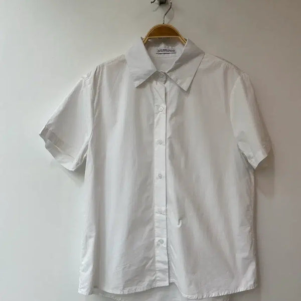 [BUNJANG] Women's White Plain Short Sleeve Shirt M / 여성 흰색 무지 반팔 셔츠 M