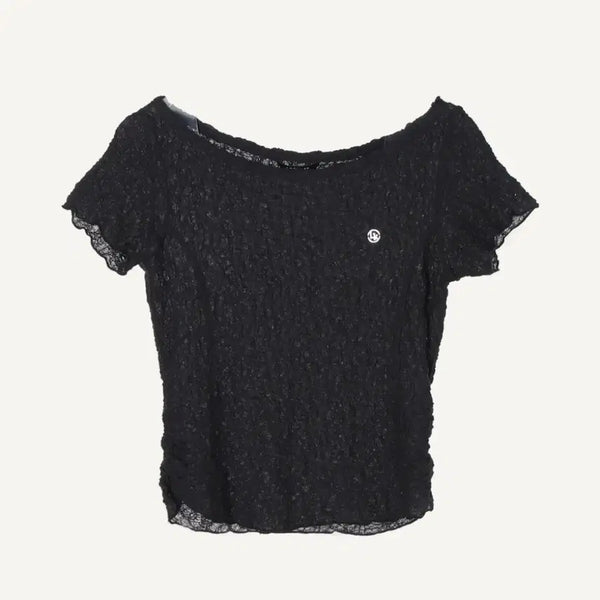 [BUNJANG] Lookast Crinkle Short Sleeve T-Shirt - Size S / (s) 룩캐스트 크링클 반팔