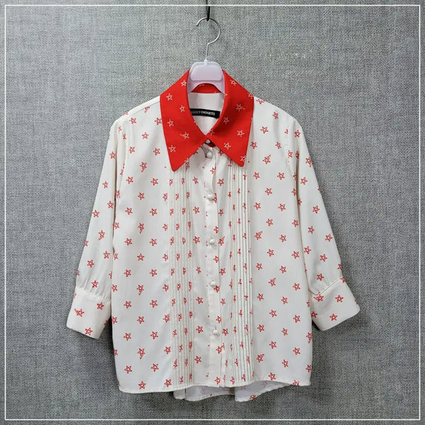 [BUNJANG] Lucky Chouette Star Pleated Blouse / 2133. 럭키슈에뜨 스타 주름블라우스